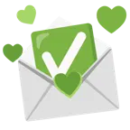 lettera d’amore + pulsante segno di spunta