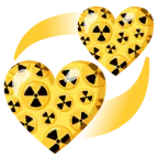 cuori che girano + simbolo della radioattività