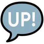 speech balloon + UP! button