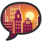 speech balloon + sunset