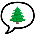 speech balloon + evergreen tree