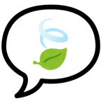 speech balloon + leaf fluttering in wind