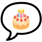 speech balloon + birthday cake