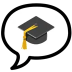 speech balloon + graduation cap