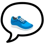 speech balloon + running shoe