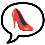 speech balloon + high-heeled shoe