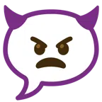 speech balloon + angry face with horns
