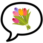 speech balloon + bouquet
