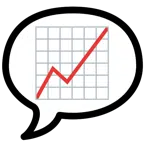 speech balloon + chart increasing