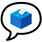speech balloon + ballot box with ballot