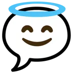 speech balloon + smiling face with halo