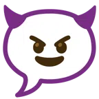 speech balloon + smiling face with horns