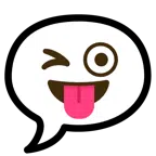 speech balloon + winking face with tongue