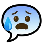 speech balloon + anxious face with sweat