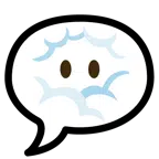 speech balloon + face in clouds