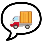 speech balloon + delivery truck