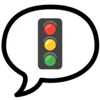 speech balloon + vertical traffic light