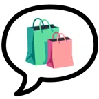 speech balloon + shopping bags