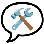 speech balloon + hammer and wrench