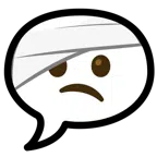 speech balloon + face with head-bandage