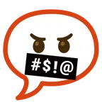 speech balloon + face with symbols on mouth