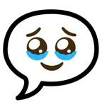 speech balloon + face holding back tears