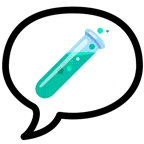 speech balloon + test tube