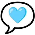 speech balloon + light blue heart