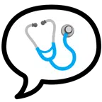 speech balloon + stethoscope