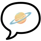 speech balloon + ringed planet