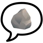 speech balloon + rock