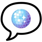 speech balloon + mirror ball