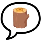 speech balloon + wood