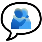 speech balloon + people hugging
