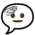 speech balloon + saluting face