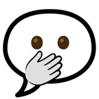 speech balloon + face with open eyes and hand over mouth