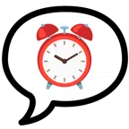 speech balloon + alarm clock