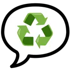 speech balloon + recycling symbol