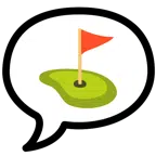 speech balloon + flag in hole