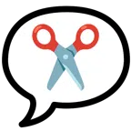 speech balloon + scissors