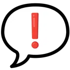 speech balloon + red exclamation mark