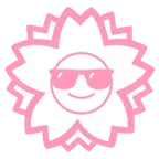 fiore bianco + faccina con sorriso e occhiali da sole