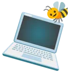 laptop + pszczoła