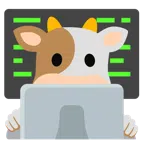 laptop + głowa krowy