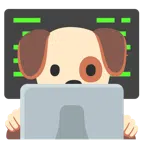 laptop + głowa psa