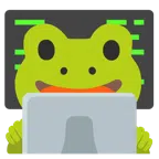 laptop + głowa żaby
