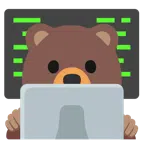 laptop + głowa niedźwiedzia
