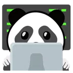 laptop + głowa pandy