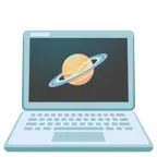 laptop + planeta z pierścieniami