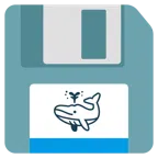 floppy disc + balena che spruzza acqua